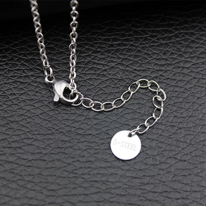 Polished stainless steel pentagram necklace with lobster clasp and S-Steel round tag