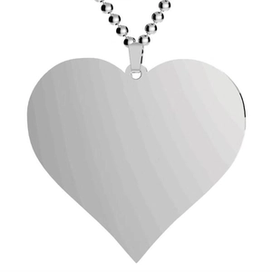 Collar con colgante de corazón pulido de acero inoxidable con cadena de bolas