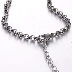 Polished stainless steel rollo chain bracelet with lobster clasp and adjustable extension