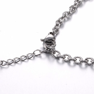 Customizable stainless steel link bracelet with lobster clasp and extension chain