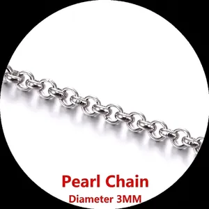Polished silver stainless steel 3mm rolo chain necklace with durable round links