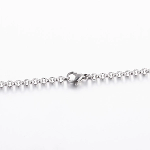 Close-up of a silver stainless steel O-chain with a durable lobster clasp closure