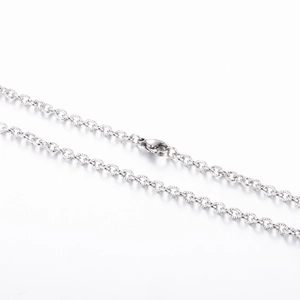 Stainless Steel Necklace Chain Silver Rolo Link Textured O-Chain For Men Women Minimalist DIY Jewelry Accessory