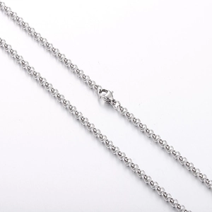 Classic silver stainless steel Rollo chain necklace with a secure lobster clasp
