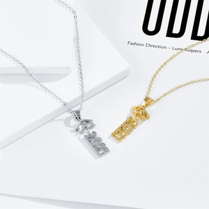 Fashion Graduation Cap Owl Necklace 2021 Class Of Rhinestone Inlaid Alloy Pendant Chain Necklace For Women Jewelry Gift