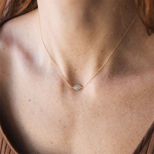 Collier Pendentif Oeil du Diable en Cuivre Plaqué Or 14K Opale Naturelle Zircone pour Femme Style Bohémien Bijoux de Mode Cadeau