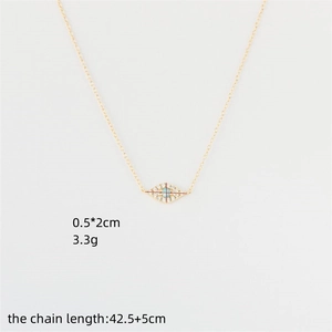 Collier œil protecteur plaqué or 14K avec cristaux blancs et pendentif en opale bleue
