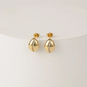 Luxury 14K Gold Plated Brass Stud Earrings With 925 Sterling Silver Earring Post Zircon Oval Waterdrop Jewelry For Women