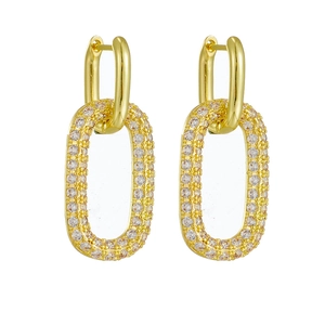 Eleganti orecchini a cerchio ovali placcati in oro 14k con zirconi cubici trasparenti