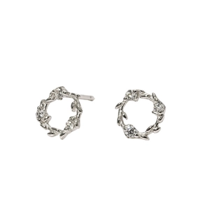 Boucles d'oreilles couronne de fleurs en argent S925 avec zircons cubiques brillants