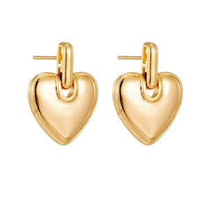 Élégantes boucles d'oreilles cœur plaquées or 14 carats avec une finition polie chic