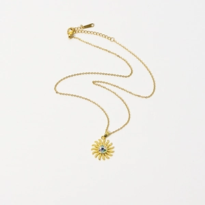 14k gold plated necklace featuring a colorful sunburst pendant with zircon crystals