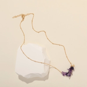 14 Karat vergoldete Halskette mit natürlichen Amethyst-Steinen an einer Goldkette
