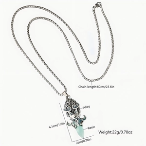 Collier pendentif Black Myth Wukong lumineux avec résine et chaîne box de 60cm