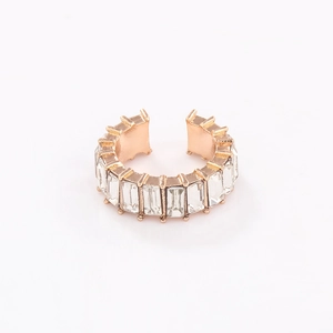 Roségoldene Ohrmanschette mit transparenten Zirkonia im Vintage C-förmigen Design