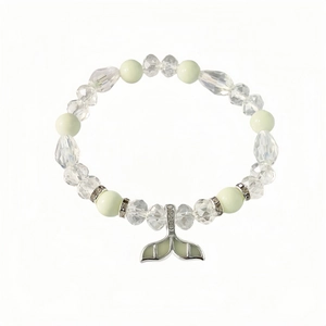 Dromerige lichtgevende kristallen kralenarmband met zilveren visstaart hanger voor dames