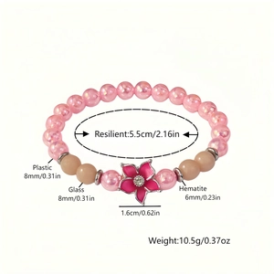 Bracelet à fleurs de cerisier lumineuses avec perles sirène et breloque fleur rose