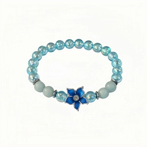 Bracelet cerisier lumineux avec perles sirène bleues et pendentif fleur élégant