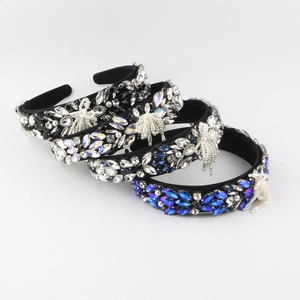Baroque Luxury Rhinestone Artificial Pearl Wide Headband For Women Vintage Heavy Craft Hair Band Wedding Banquet Hair Accessories