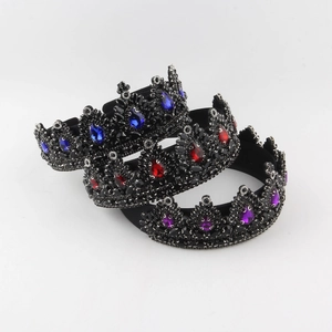 Vintage Baroque Crown Headband Luxury Alloy Gothic Waterdrop Rhinestone Tiara Hair Accessories For Wedding Banquet Women