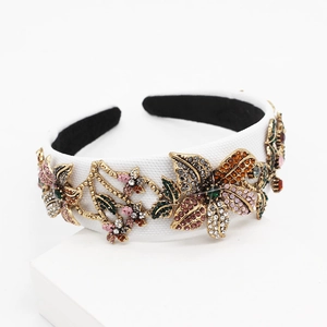 Luxury Baroque headband with colorful rhinestones and golden floral ornaments