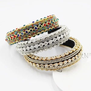 Baroque Luxurious Rhinestone Padded Headband For Women Heavy Duty Inlaid Sparkling Hair Band Wedding Party Hair Accessories