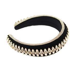 Luxury velvet sponge headband with sparkling rhinestone tassels for women party hair