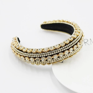 Luxury Baroque gold headband with handcrafted colorful rhinestones for elegant styling
