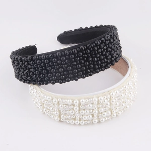 Mode Brede Rand Nep Kunstparel Kristal Haarband Voor Dames Franse Retro Stijl Strass Ingelegd Haarring Strand Haaraccessoires