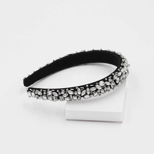 Luxurious padded sponge headband with sparkling rhinestone embellishments for women