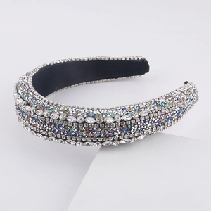 Fashion colorful rhinestone padded sponge headband with sparkling crystals for women