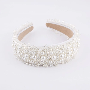 Luxuriöser Kunstperlen Breiter Haarreif Für Damen Eleganter Künstliche Perlenhaarreifen Braut Hochzeit Haarschmuck Rutschfeste Wildlederfutter