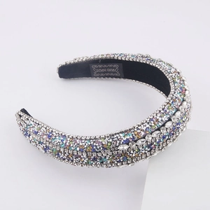 Luxury colorful rhinestone padded headband with sparkling crystals for women's fashion