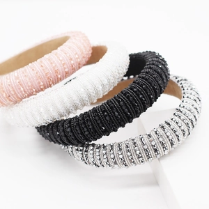 Chic padded crystal headbands with colorful beads for women's fashion hair accessories