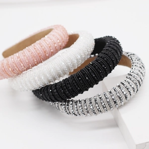 Padded crystal beaded headbands in multiple colors for women fashion accessory