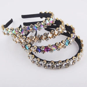 Luxuriöses Strass Gepolstertes Stirnband Damen Geometrie Kristall Haarband Samt Stoff Haarreif Hochzeit Party Haarschmuck