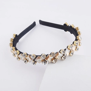 Eleganter geometrischer Diamant-Haarreif mit goldfarbenen Strasssteinen für Damen