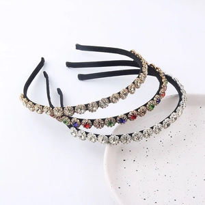 Serre-tête Élégant pour Femmes avec Fleurs en Strass et Cristaux Colorés Bandeau Mince en Métal Accessoires pour Fête