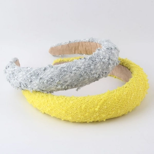 Wide Padded Headband Mesh Bouclé Fabric Sponge Thick Hairband Non-Slip Hair Hoop Elegant Headwear Accessory For Women