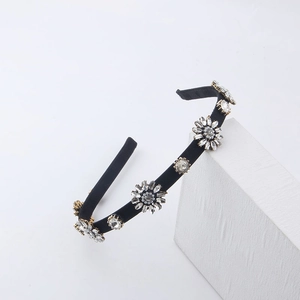 Women Elegant Rhinestone Snowflake Headband Crystal Floral Fabric Wrapped Hair Band Korean Style Party Hair Accessories