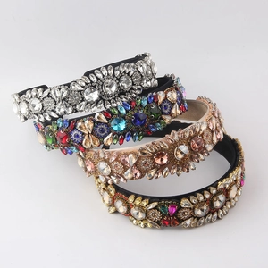 Serre-tête Baroque de Luxe en Métal pour Femme Élégant Large Bandeau en Strass Accessoires de Cheveux Étincelant pour Fête Mariage