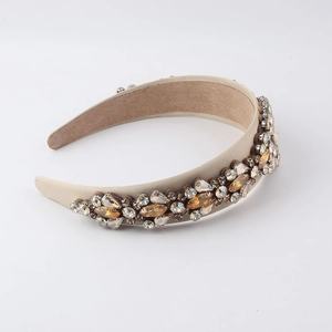 Champagne baroque padded headband for women with crystal rhinestones and fabric finish