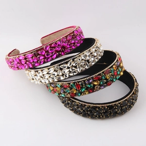 Diadema Acolchada de Terciopelo Barroco de Lujo Con Adornos de Strass Diadema Ancha Elegante Para Mujer Accesorios Para El Cabello