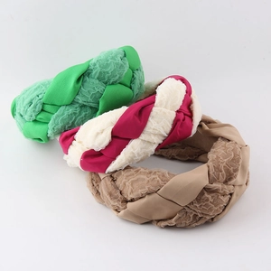 Serre-tête Large Tissé en Tissu Style Coréen pour Femmes Bandeau Tressé Rembourré Antidérapant Accessoires Cheveux