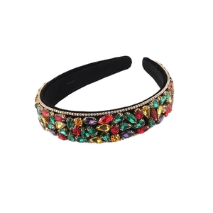 Diadema barroca de terciopelo con diamantes de imitación coloridos y cristales