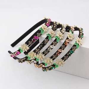 Mode Strass Gänseblümchen Legierung Haarreif Dünne Metall Blumen Kristall Haarband Zubehör Für Damen Party Hochzeit Schmuck