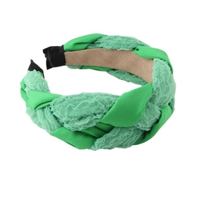 Serre-tête tressé en satin vert vif et résille pour un accessoire de coiffure tendance