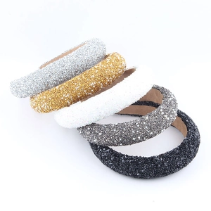 Elegant Padded Headband For Women Luxury Full Rhinestone Artificial Pearl Hair Hoop Retro Sparkling Korean Style Hair Accessories