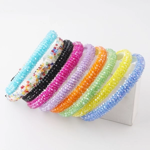 Fashionable Handmade Woven Crystal Beaded Headband Elegant Sparkling Hair Hoop For Women Versatile Daily Party Hair Accessories