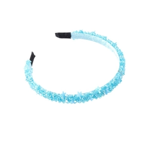 Fashionable light blue beaded headband with woven small flower petal sequins for women
